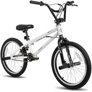 HILAND 20 Inch BMX Freestyle Bike for boys girls With 360 Degree Gyro & 4 Pegs, 20 Inch BMX Bike for 8 9 10 11 Years kid girl boys girls White