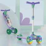 Lifelong Scooter for Kids 3+ Years - Foldable with LED Wheels & Adjustable Height - Kick Scooter Capacity 50kg- for 3+ Year Old boy & Girl - Skate Scooter (Purple/Green)