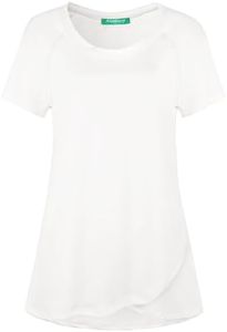 Kimmery Womens Workout Tops for Women Summer Tops for Women 2025 Womens Short Sleeve Tops for Women Athletic Tops White 2XL