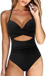 DOULAFASS Women Tummy Control Swimming Costume One Piece Push Up Swimsuits Cutout Monokini Swimwear