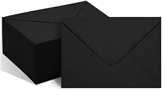 Ribetween 50 Packs of A7 Envelopes for Invitation, Black 5x7 Envelopes with V Flap, Great for Graduation, Invitation, Baby Shower, Wedding and RSVP Cards (Black)