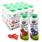 Goodness Me Fruit Nuggets Bottles 12 x 43g - Healthy Snacks for Kids - Vegan & Gluten Free - Made from Real Fruit Juice and Puree - Strawberry and Blueberry, 12-Pack