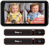 Babyvue BV6PRO Wireless Dual Car Camera Baby Monitor Fast Setup, HD1080P Spilt-Screen Baby Car Monitor for 2 Kids, Auto IR Night Vision Backseat Camera for Newborns Gift