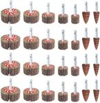 AUPREX 28 Pcs Flap Wheel Sander Set, 60/80/120/240 Grits Sanding Wheel for Drill,1/4 Inch Hex Shank Die Grinder Accessories, Drill Sanding Attachment of 7 Sizes