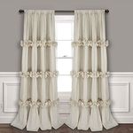 Homechoice Decor Thermal Insulated Blackout Window Curtains, 54" W x 84" L (Pair), Boho Ruched Window Treatments with 3 Rows of Butterfly Flowers, Rustic Rod Pocket Drapes for Room, Camel (LQ-30)