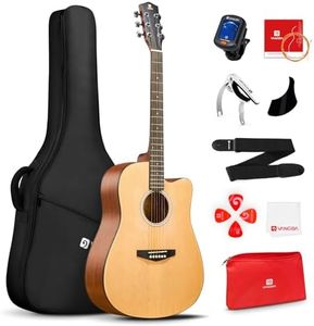 Vangoa Acoustic Guitar Kit, Full Size 41 Inch Acoustic Guitars Cutaway Spruce Top Bundle for Beginners Adults Teens
