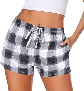 Ekouaer Women Pajama Shorts Comfy Lounge Bottom with Pockets Stretch Strip Sleepwear Drawstring Pj Bottoms Sleep Shorts Large