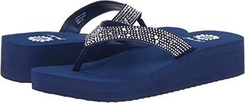 Yellow Box Women's Africa Flip Flop, Navy, 10