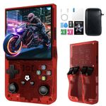 R36MAX Retro Handheld Game Console, 18000+ Classic Games, Multiple Emulators, Portable Gaming System with Carrying Case (Red)