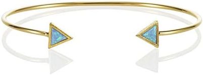 Namana Triangle Opal Bangle. Dainty Geometric Open Bangle with Created Opals.