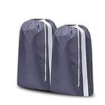 Pack of 2 Heavy Duty Travel Laundry bag Grey XL (30 * 40) with straps, Nylon Material, Locking Drawstring, Durable and washable, Extra large bag, Rip and Tear Resistant,Mesh bag dirty Cloth Organizer