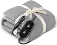 Sino Salected 12V/24V Heated Car Blanket, Electric Blanket Flannel Heating Throw for Car, SUV, RV, Camping, 60" x 44", Hi/M/Lo Heating Settings, Auto-Off Timer,Grey