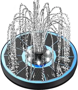Yzert Solar Fountain Glass Panel with 2200 mah Battery, 3.5W Floating Solar Water Fountain with 4 Fixed Rods, Solar Fountain Pump for Bird Bath, Garden, Pond, Pool, Outdoor-White Lights