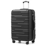 COOLIFE Hard Shell Suitcase with TSA Lock and 4 Spinner Wheels Lightweight Durable (Grey, L(77cm 93L))