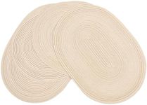 Ryncoco Oval Placemats Cotton Heat Resistant Braided Placemats Washable 13.7x19.6Inch Table Mats for Kitchen Tables Set of 4, Beige