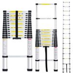 BonKaso VertiPro 4.4M(14.5Ft) Telescopic Ladder | Aluminum Ladder 15 Steps | Multipurpose for Home & Outdoor use with Self Lock Mechanism | EN131 Certified | Max Load Capacity of 150kg