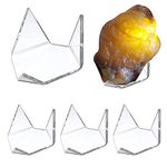 Hipiwe 5 Packs Acrylic Triangle Display Holder - Display Easel Stands for Geodes Rock Mineral Agate Fossil Coral, Clear Plastic Display Stands for Small Collectibles, Big