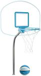 Dunn-Rite Clear Hoop Jr. 1.90 Poolside Deck-Mounted Basketball Hoop w/Ball & 14 Inch Stainless Steel Rim