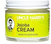 Uncle Harry's Natural Products Jojoba Cream, Smooth Lightweight Fragrance Free Jojoba Esters, Gentle and Non-Comedogenic Perfect for Sensitive Skin, Gluten and Hexane Free Vegan, 2 Ounce Glass Jar