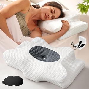 Cervical Neck Pillow for Pain Relief Ergonomic Contour Pillow for Sleeping Side Sleeper Pillow for Neck Support Butterfly Pillow for Side Back & Stomach Sleepers with Earplugs​ Sleep Mask
