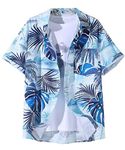 OM SAI LATEST CREATION Men's Shirts || Rayon Tropical Printed Shirts for Men || Hawaii Collar Summer Shirt for Men || Perfect for Outing | Beach | Vacation (Medium, Blue) OSLC-MS-6090