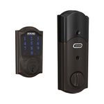 Schlage Connect Smart Deadbolt Lock with Touchscreen Keypad, Keyless Front Door Entry, Z-Wave Plus Compatible, Aged Bronze, BE469ZP CAM 716