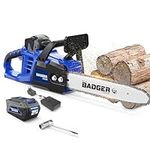 WILD BADGER POWER WB40VCSBB Electric Chainsaw Cordless 40V 16" Brushless, 4.0 Ah Battery and Charger, Blue