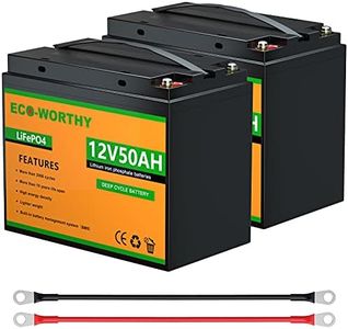 ECO-WORTHY 12V 50AH（2 Pack） LiFePO4 3000+ Cycle Lithium Iron Phosphate Fast Charging Battery with BMS, Rechargeable Battery for RV, Camping, Marine, Backup Power, Solar Home Off-Grid System