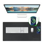 Office Wireless Charging Mouse Pad 15w for Desk Mat with Wireless Charger 15W Leather, 2 in 1 Non-Slip Waterproof Backing Anti-Scratch Mouse Pad for Computer Keyboard and Mice, 36x17 inches, Black