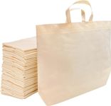 Houmye Reusable Grocery Bags Eco-Friendly - Large Reusable Shopping Bags, Heavy Duty Grocery Bags, 32cmx42cmx16cm Foldable, Tote Bags Bulk (25 Pack, Cream)