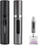 Travel Perfume Bottle Refillable Atomizer - 2-Pack 5ML ANTOKX Perfume Atomiser, Pocket Perfume Dispenser, Perfume Bottles Empty, Leakproof Portable Perfume Sprayer for Women and Men (Black & Grey)