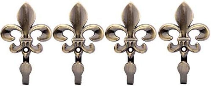 Ulifestar Bathroom Towel Hooks, Decorative Wall Hooks Coat Hooks Heavy Duty Metal Hooks Wall Mounted Hanging Hooks for Hanging Key Purse Robe Hat Scarf Belt Handbag Cup Mug 4 Pack (Bronze)
