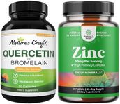 Bundle of Pure Zinc Supplement & Immune Support Quercetin with Bromelain Supplement - Provides Nail and Skin Care and Joints Support - Boost Immunity, Brain and Lung Health - Helps with Focus &