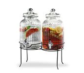 Style Setter Canyon Glass Beverage Dispenser with Stand Set of 2-1.3 Gallon Drink Dispenser with Stand & Spigot - Leak-Proof Lemonade Dispenser - Punch Dispenser for Parties, Weddings, Birthdays