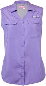 HABIT Women's Short Sleeve Fishing Guide Shirt, Fairy Wren, Small - Sleeveless