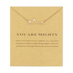 ZYAWP Layered Compass Pendant Necklace with Brave Inspirational Message Card Necklaces Friendship Sun Good Luck Adventure Mountain Pendant Chain Necklace for Women Girl Gift (mountain)