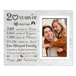 20th Anniversary Wedding Gifts for Her Him - 20th Anniversary Picture Frame, Anniversary Marriage Gifts for Couple, Husband or Wife, 20 Year of Marriage, Fits 4x6 Inches Photo