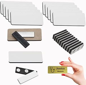 10 Pack Magnetic Name Tags, DIY Name Badges Nametags with Magnet Backing and Sublimation Tags Blank for Personalized Badges Making, Jackets,Shirts,Lapel, Office School Supplies (3 x 1.2 Inches)