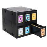 BCW 6 Drawer Trading Card Storage Catalog - Black | Plastic Trading Card Box | Holds 700 Sports Cards or 1150 Gaming Cards per Drawer | Stackable Card Organizer Box with Clear Card Partitions