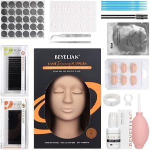 BEYELIAN Eyelash Extension Kit, Mannequin Head with Replaced Eyelids, Silicone Lash Kit for Beginners Professionals Makeup Practice Training Set