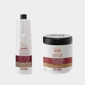 Kit Keratin Post-Treatment - Shampoo 1000 ml + Maschera 1000 ml - Echosline