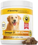 Amazing Omega 3 for Dogs - Omega 3 Fish Oil for Dogs Supplement for Itchy Skin Relief for Dry Skin and Hot Spots and Shedding Coat with EPA and DHA Fatty Acids - 90 Bacon Soft Chews