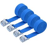 URAQT Tie Down Straps, 4 Pack Heavy Duty Tensioning Belts, 2M Adjustable Cargo Straps Ratchet Straps for Motorcycle, Cargo, Trucks, Trailer, Luggage, 250kg Loading Capacity, Quick Release (Blue)