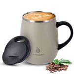 Ideus Coffee Mug 470ml (16oz), Double Wall Vacuum Insulated Stainless Steel Coffee & Tea Cup w/Non-Slip Handle & Slider Module Lid & Large Volume (Mars Celadon)