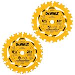 DEWALT Circular Saw Blade Combo Pack, 6 1/2 Inch, 18-Tooth and 24 - Tooth (DWA2612CMB)