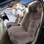 Altlue Real Genuine Sheepskin Seat Covers for Cars SUV Trucks Van RV Front Seats Sheepskin Car Seat Covers Sheepskin Auto Seat Covers Fuzzy Fleece Fur Car Seat Covers Universal (1 Piece)