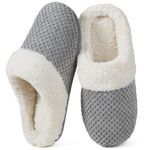 ULTRAIDEAS Women's Lamb-hug Comfy Fleece House Slippers Memory Foam, Slip-on House Shoes Indoor Outdoor, Cloud Grey, 7-8