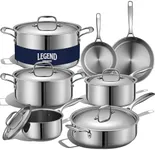 LEGEND COOKWARE Stainless Steel Cookware Set | 5 Ply, 14-Piece, Induction, Non-Toxic, Oven Safe | Best 18/8 Full Clad | Professional Kitchen Cooking, Heavy Chef Quality | PFOA, PTFE & PFOS Free