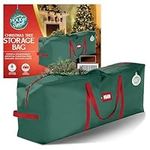 HOLIDAY SPIRIT Christmas Tree Storage Bag - Heavy-Duty Tree Bag with Durable Reinforced Handles & Zipper, Waterproof Storage Bag Protects from Moisture & Dust (Green, fits 7.5 ft tree)