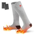 Kuomih Heated Socks for Men Women, Battery Heated Socks, Electric Heated Socks for Camping Fishing Cycling Skiing Skating Hunting Hiking(Grey)